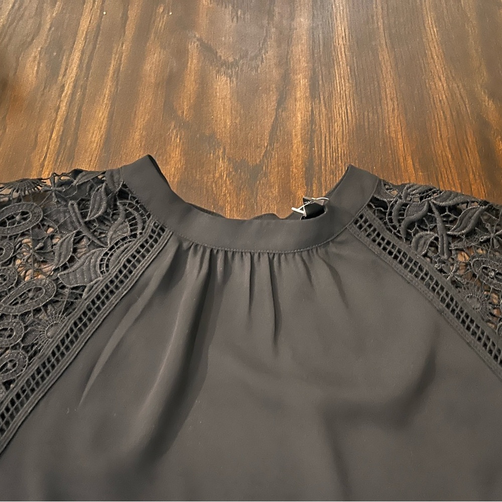 Express Black Lace Detail Women's Blouse